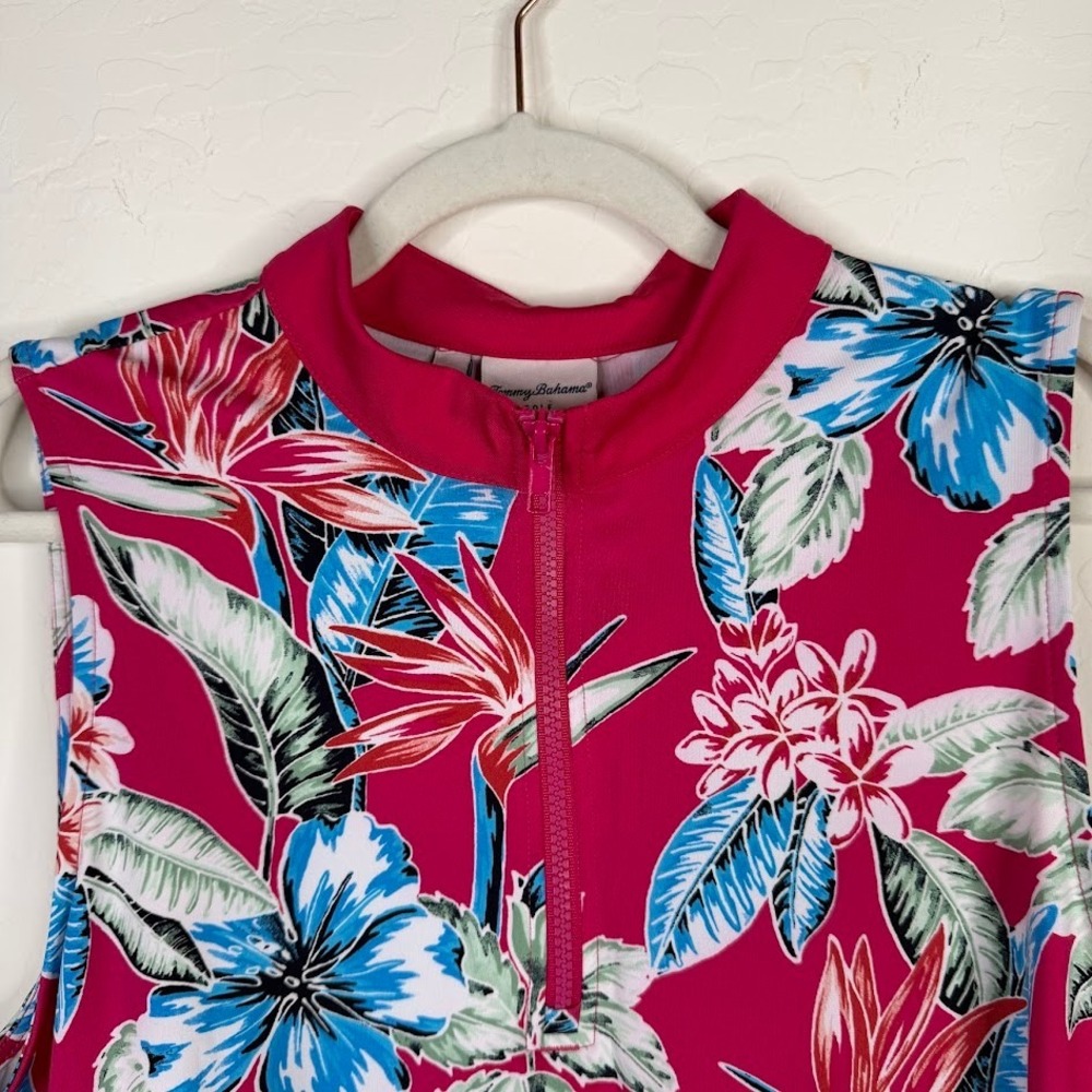 Tommy Bahama Golf Womens XL Tropical Floral Dress Resort Beachy Pickleball Pink - Picture 2 of 11